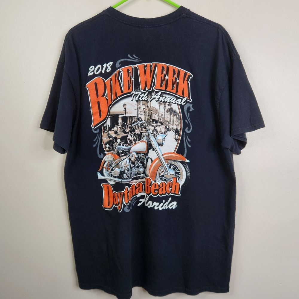 2018 Bike Week Daytona Beach Florida Double Sided SS Crewneck Graphic Tee XL